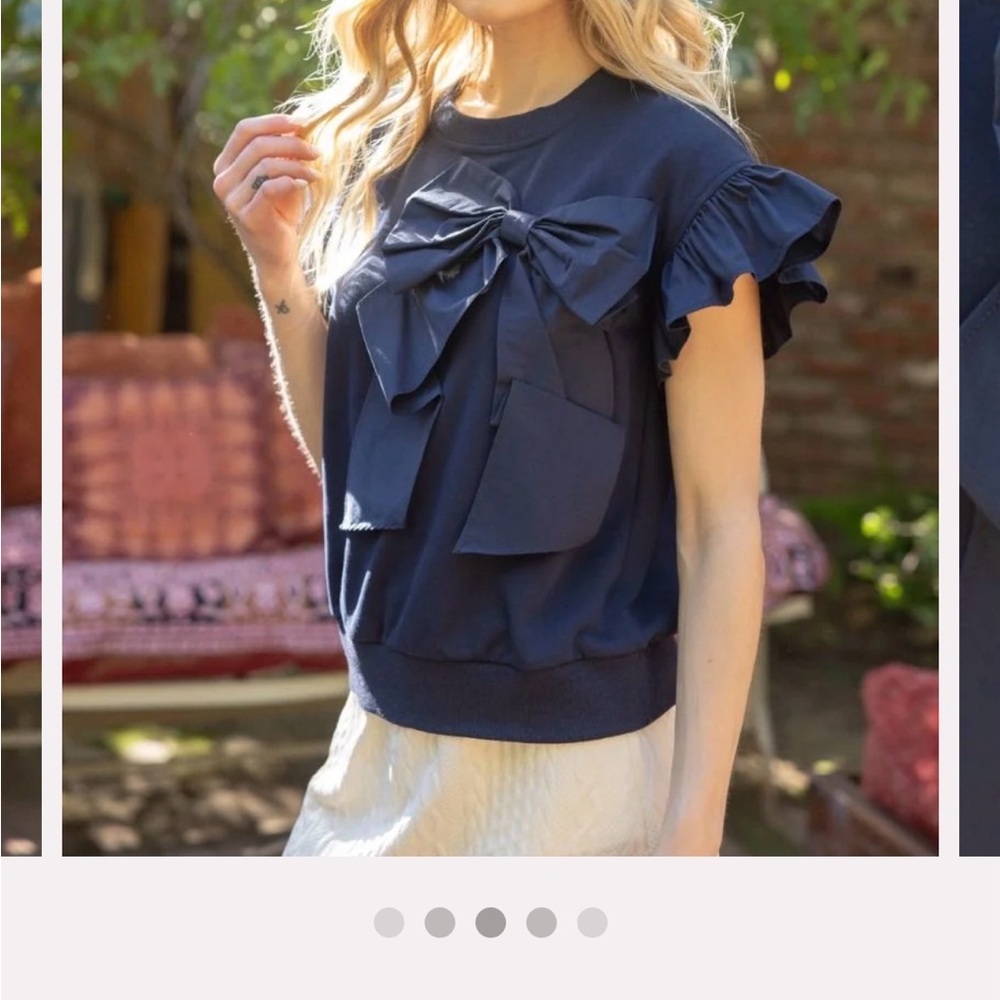 NWT Voy Ruffle Ribbon Bow Top - Picture 2 of 7